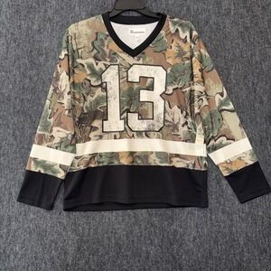 No Boundaries Camo Streetwear Hockey Jersey Top Mens Small NWT #13 Y2K Sporty